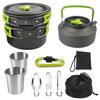 Camping Cookware Kit Nonstick Lightweight Backpacking Cooking Set Outdoor Cook Gear Pot Pan Bowl for Family Hiking Picnic Travel