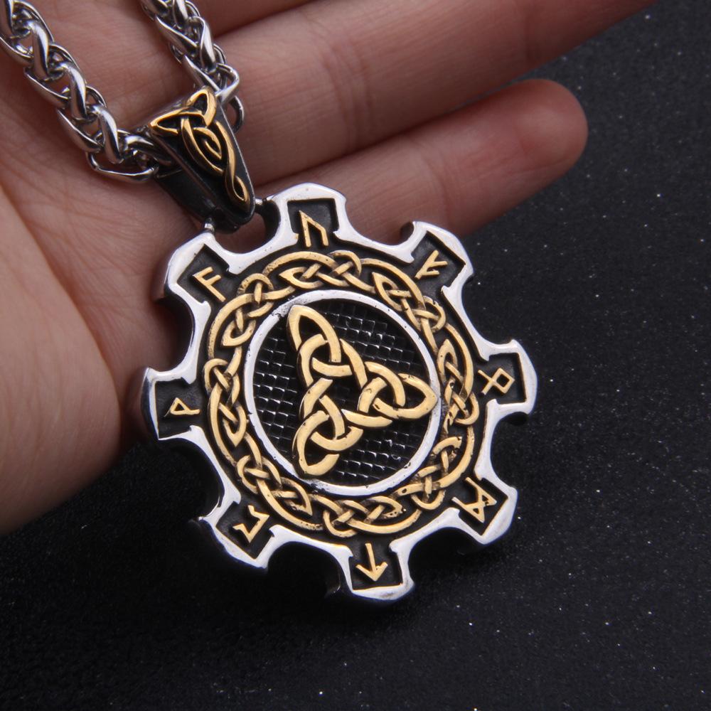 Ожерелья из нержавеющей стали с рунами викингов, мифический треугольник, кулон «Тринити», амулет «Вегвизир», славянские языческие скандинавские украшения