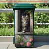 Funny Animal Trash Can Container Sticker Cartoon Sticker, Colorful Self-Adhesive PVC Decal, Waterproof Cute Creative Kitchen Vinyl Cat Dog for Wheelie