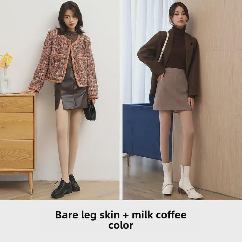 Женские черные прозрачные чулки из стали - колготки-антизацепы на весну/лето с конским маслом телесного цвета