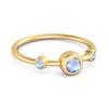 Monstone Triple Bezel-Set Ring - 925 Sterling Silver Gold Vermeil