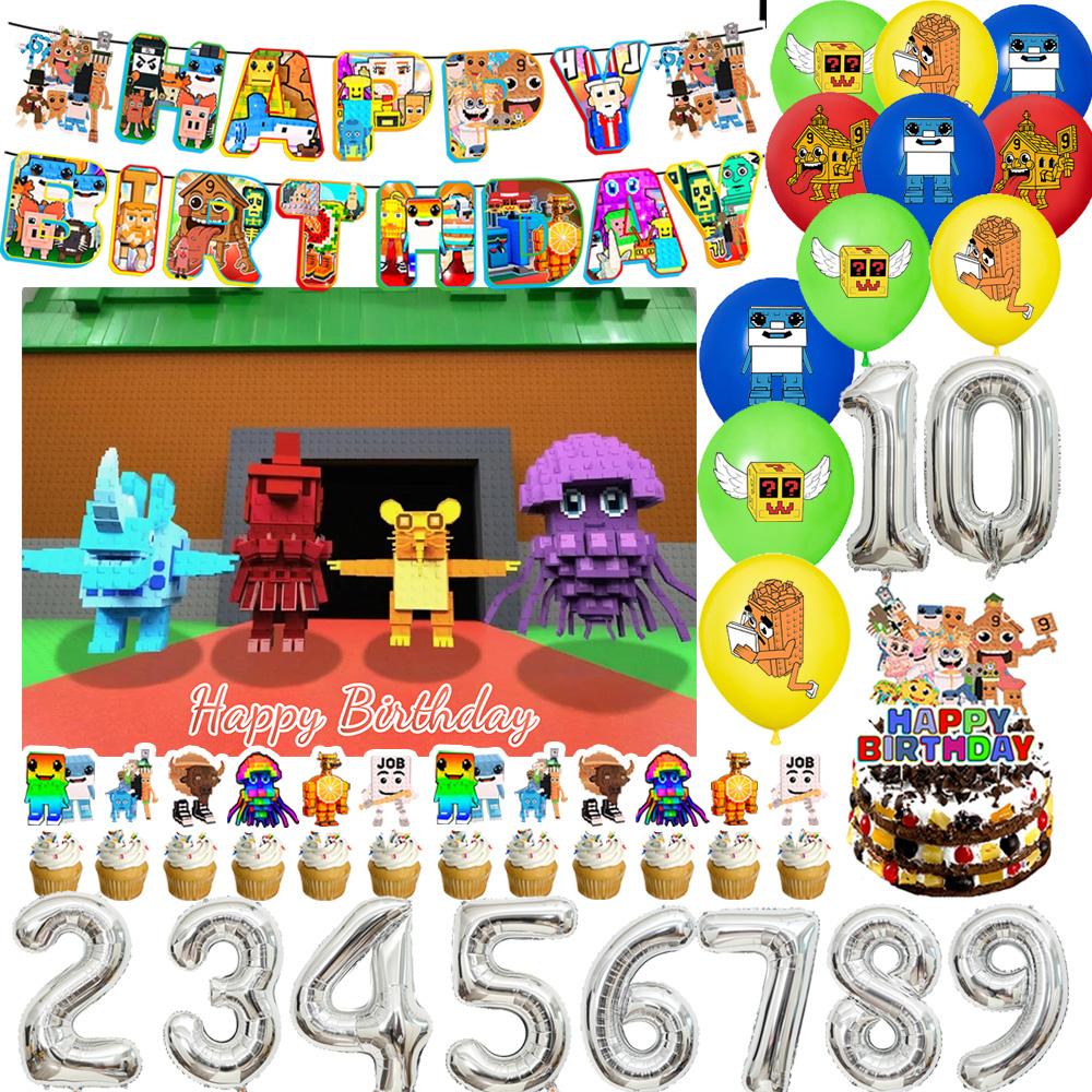 Steal n Catch The Brainrot Birthday Party Decorations Number Balloon Cake Topper Popular Game Background Party Supplies Kid Gift