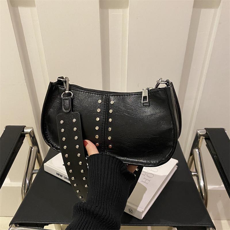 Pu Unique Leather Small Square Bag For Women With Casual Street Style And Fashionable Rivet Design