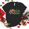 Funny Christmas Jesus The Reason For The Season Print Women Loose Short Sleeve Round Neck Top Casual