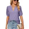 Womens Tops V Neck Ruffle Sleeve Blouses Short Sleeve Casual Tops T-Shirts for Women Autumn Winter