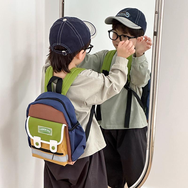 С рюкзаком для малышей, дизайн с цветовой блокировкой, текстура из полиэфирного волокна, для повседневного использования