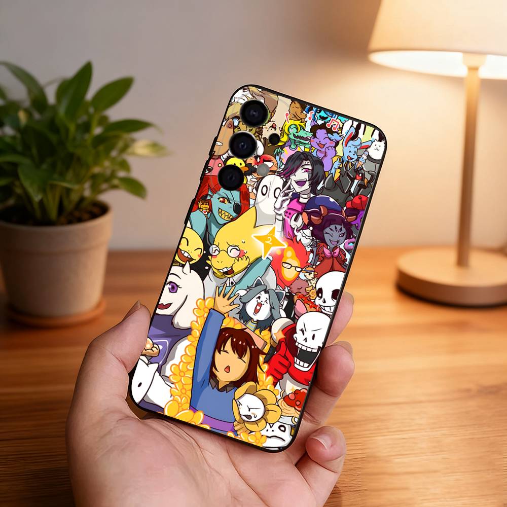 Чехол для телефона Samsung S26, S25, S24, S21, S22, S23, S30, Ultra, S20, Plus, Fe, Lite, 5G Черный, Игра U-Undertale-es