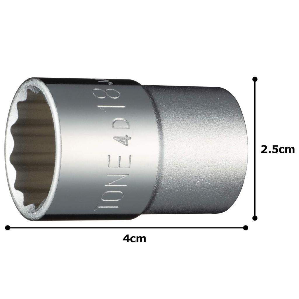 TONE Socket Drive Angle Width Across Flats 18mm (12 Squares) HP4D-18 12.7mm (1/2")