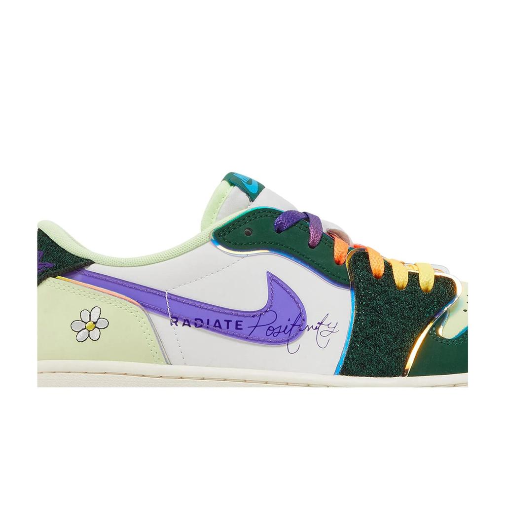 Air Jordan 1 Retro Low OG 'Doernbecher 2023' (Unisex) Gorge Green / Court Purple / White / Barely Volt / Sail Vintage Basketball Shoes FD9665 351