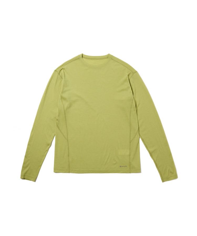 Snow Peak Merino Wool Long Sleeve Light Size Cut and and T-Shirt SW-25AU015, Green, M, Sewn, Men's Women's