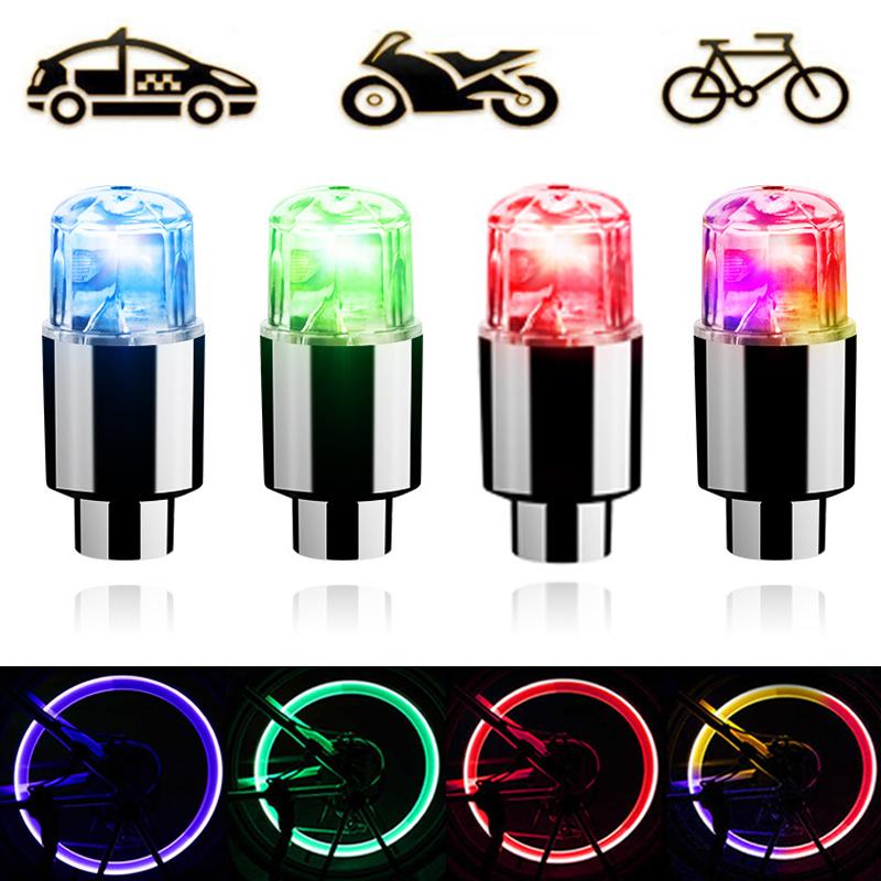 1/4Pcs Car Wheel Lights Cap Auto LED Light Wheel Tire Tyre Air Valve Stem Caps Cover for Car Motorcycle Auto Lights Accessories Neon Lights 4