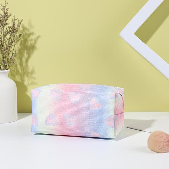 Makeup Bag Zipper Closure Waterproof Large Capacity Travel Toiletry Bag Heart Pattern Makeup Organizer Case