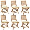 Day and Night - Day and Night Folding Garden Chairs 6 Units and Cushions Solid Acacia Wood