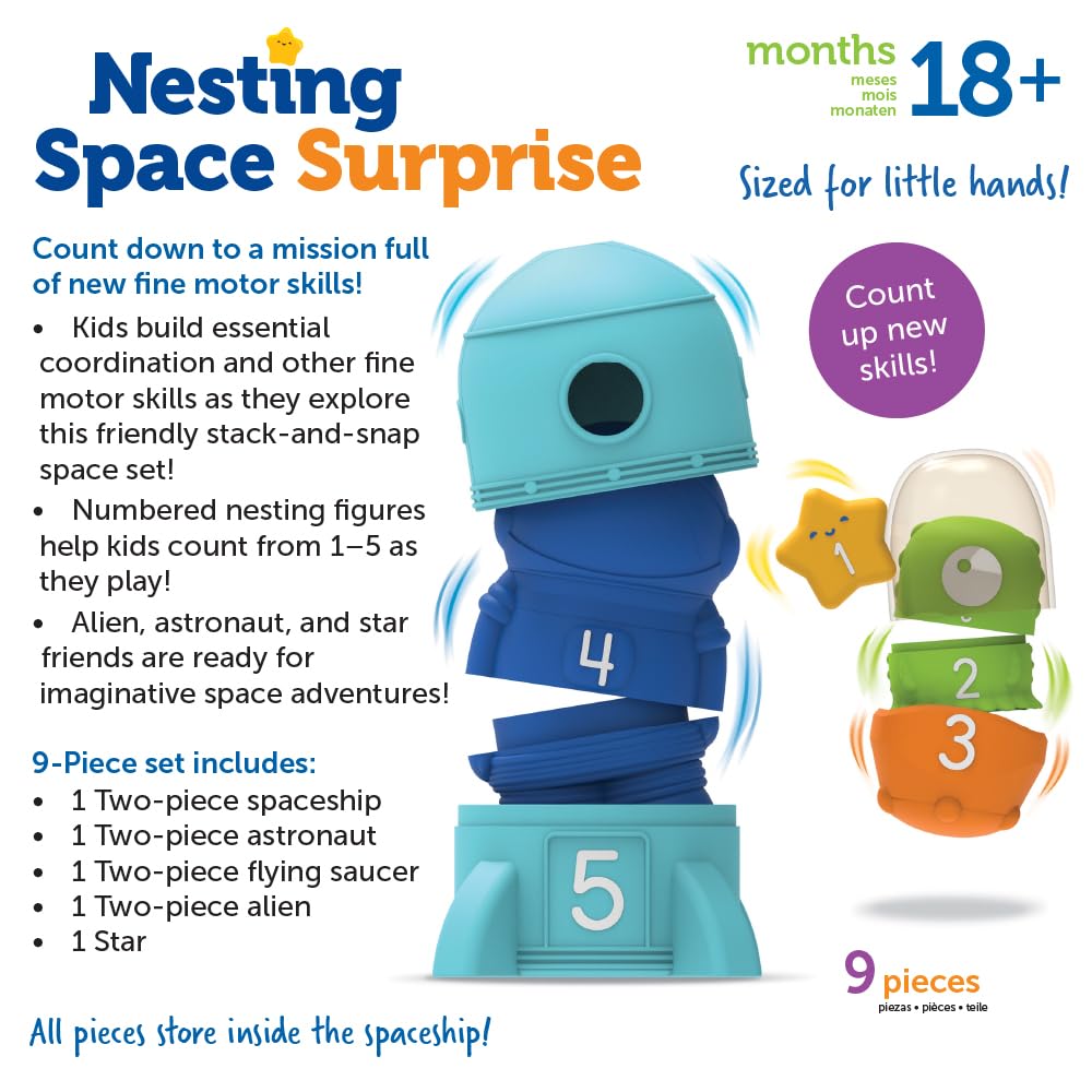 Learning Resources Numbers and Space Space Surprise Interlocking Numbers Educational Nesting Authentic Journey! Toy, Design, LER6377,