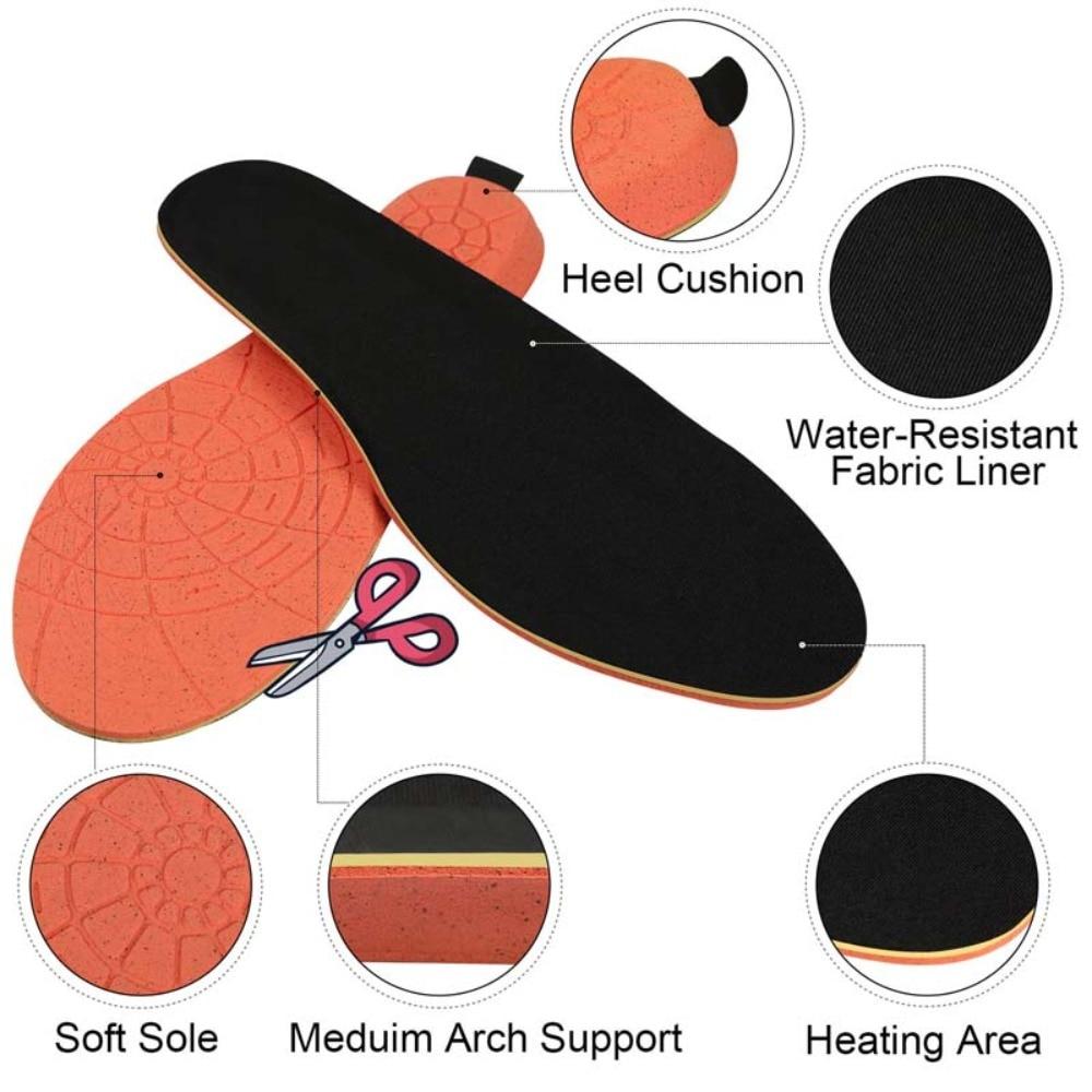 Heated Insoles 2000mAh with Remote Control Male and Female Winter Warm Insole Hiking Memory Sponge Insole Heated Insoles
