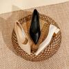 Leather Single Shoes Women's Thick Heel  Spring New Mid-heel Fashion Pointed-toed Women's Shoes Shallow Mouth Peas Shoes