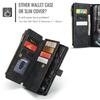 CaseMe-C30 Роскошный Премиум Кошелек из PU Кожи Чехол для iPhone17 16 15 14 13 Pro Max Многофункциональный Чехол-Кошелек на Молнии с Держателем для Карт Защитные Наклейки+Ремешок