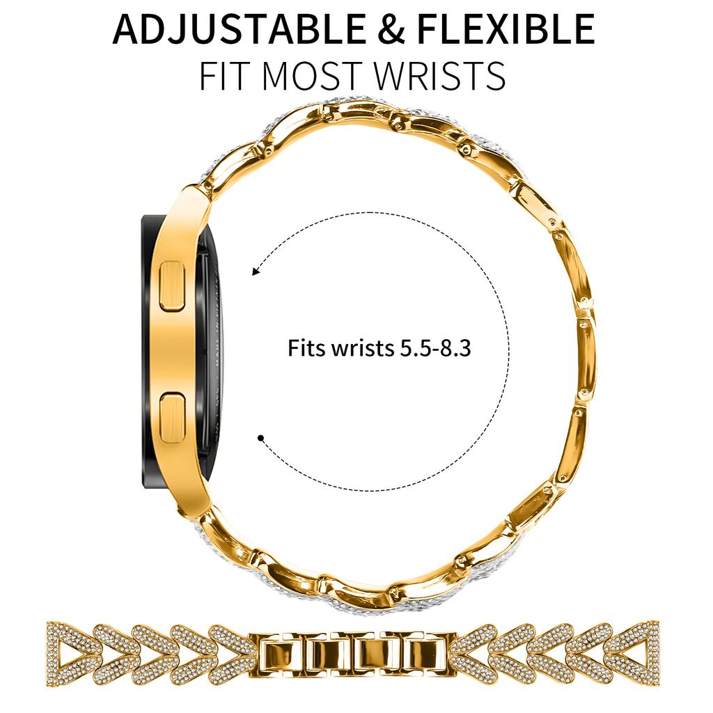 Zinc Alloy Twisted Watch Band Rhinestone Decor for Garmin Forerunner 55/Garmin Venu Watch Strap