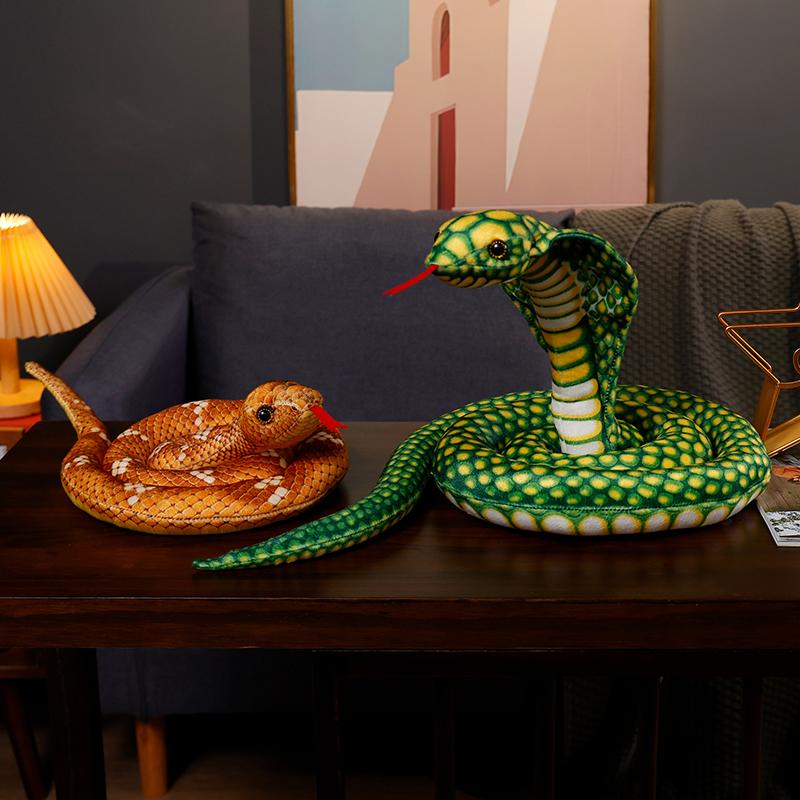 Realistic Cobra Plush Toy Stuffed Animal Doll Long Python Doll Mock Prop Plush Snake Toy Showdown Prop
