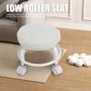 Low Roller Seat PU Leather Low Stool Mute Wheel Swivel Low Height Round Roller Chair For Home Office Garage Shop White