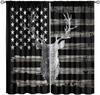 American Flag Patriotic Patchwork Blackout Curtains Vintage Denim Style Window Drapes Bedroom Living Room Kitchen Cafe Farmhouse