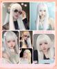 Knnzk Wig Long White Full Wig Gray Hair Straight Princess Cut Lolita Cosplay Crossdressing Wig Small Face Natural Heat Resistant with Net (white)