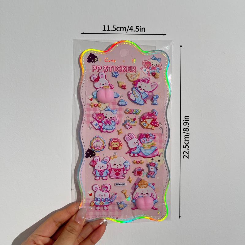 3D Bubble Stickers PP Butt Decorative Stickers Animals Bear Dog Sticker for DIY Scrapbook Phone Case Party Gift Puffy Stickers