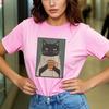 Забавная футболка с принтом кошачьего чая, повседневный топ с коротким рукавом и круглым вырезом, универсальная женская футболка, подходит для всех сезонов