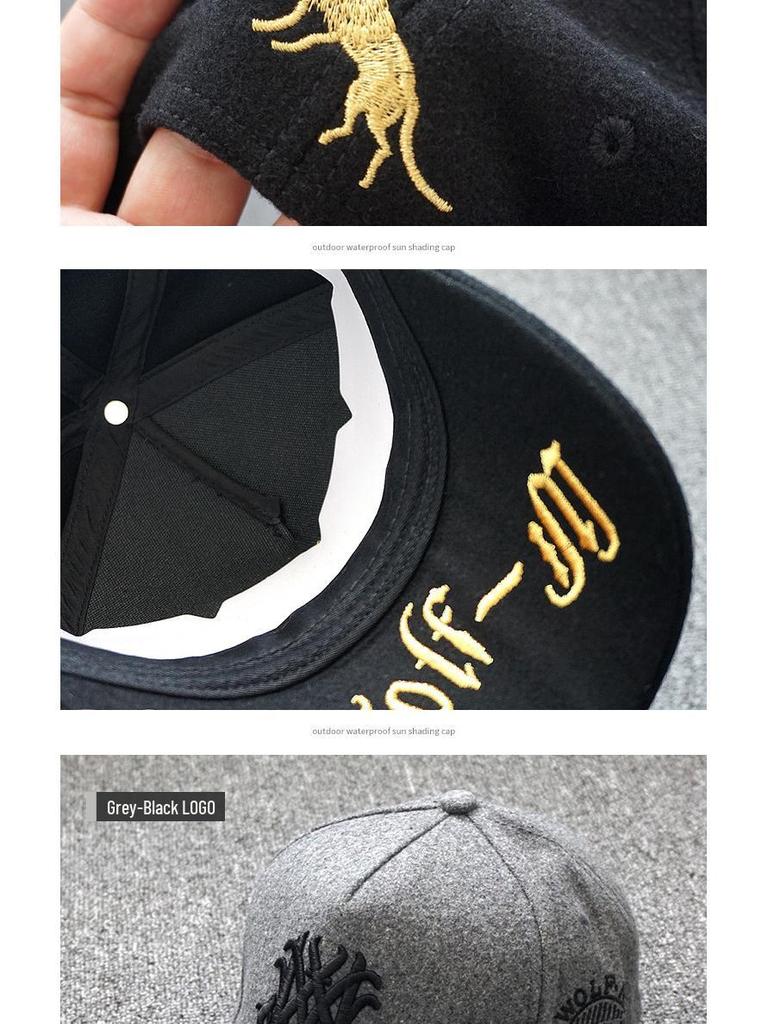 Мужская бейсболка с высоким верхом из шерстяного фетра: Большая голова, подходит для маленького лица, корейский стиль, весна/осень.