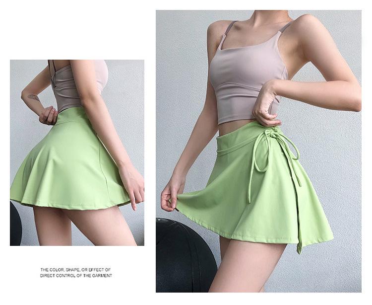 Женская юбка-шорты для йоги и тенниса с защитой от просвечивания: Фальшивый костюм-двойка с боковым разрезом, шорты для спортзала