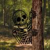 Peeking Skeleton Yard Sign Metal Skeleton Silhouette Decoration Garden Halloween