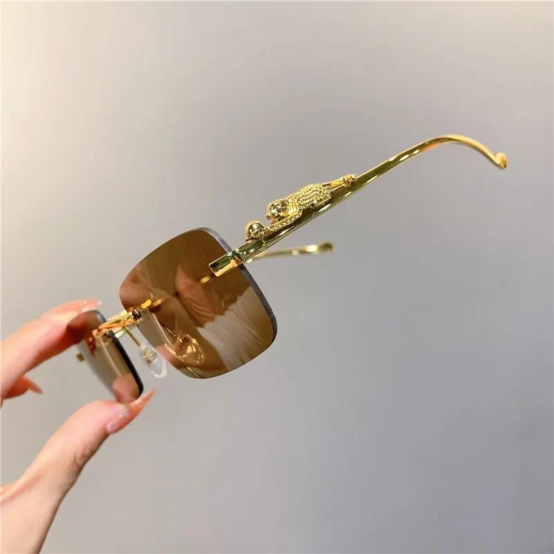 Винтажные Солнцезащитные Очки Без Оправы с Обрезанным Краем Модные Дизайнерские Очки Роскошные Солнцезащитные Очки Мужские UV400 Lunettes eil Homme