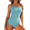 CHARMLEAKS Ribbed One Piece Swimsuits for Women Tie Side High Cut Bathing Suits Padded Monokinis