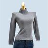 Pile Collar Pure Color Long Sleeves Silm Bottoming Shirt Knitting Sweaters Women's Clothing Soft Glutinous Plaid Stretchy Underwear
