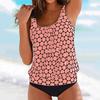 2 шт./комплект женский танкини комплект U-образный вырез без рукавов горошек принт топы боковые завязки плавки трусы