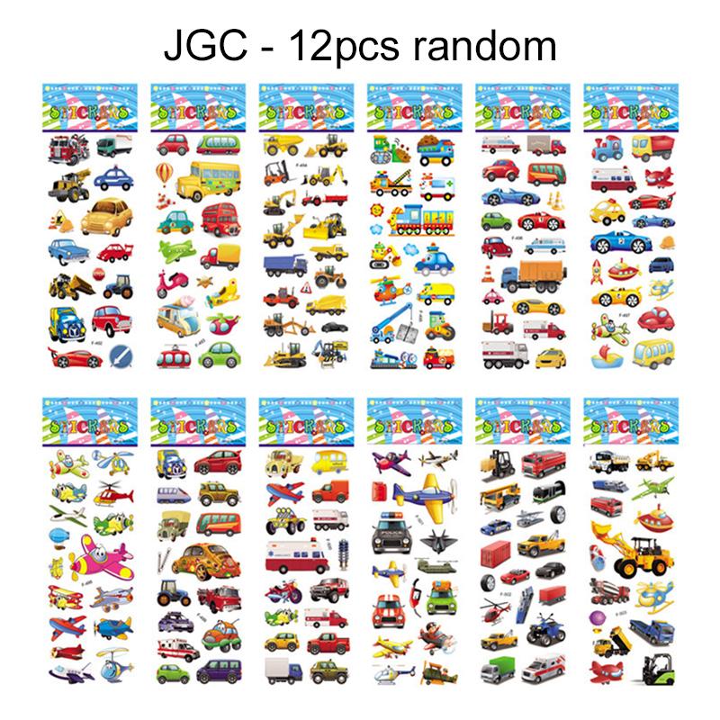6/12pcs 3D Bubble Stickers Cartoon Engineering Vehicle Various Styles Reusable Children Sticker Toys Birthday Gift for Boys TMZ