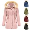 Женская модная однотонная осенне-зимняя хлопковая свободная хлопковая одежда со съемным капюшоном, стеганая куртка