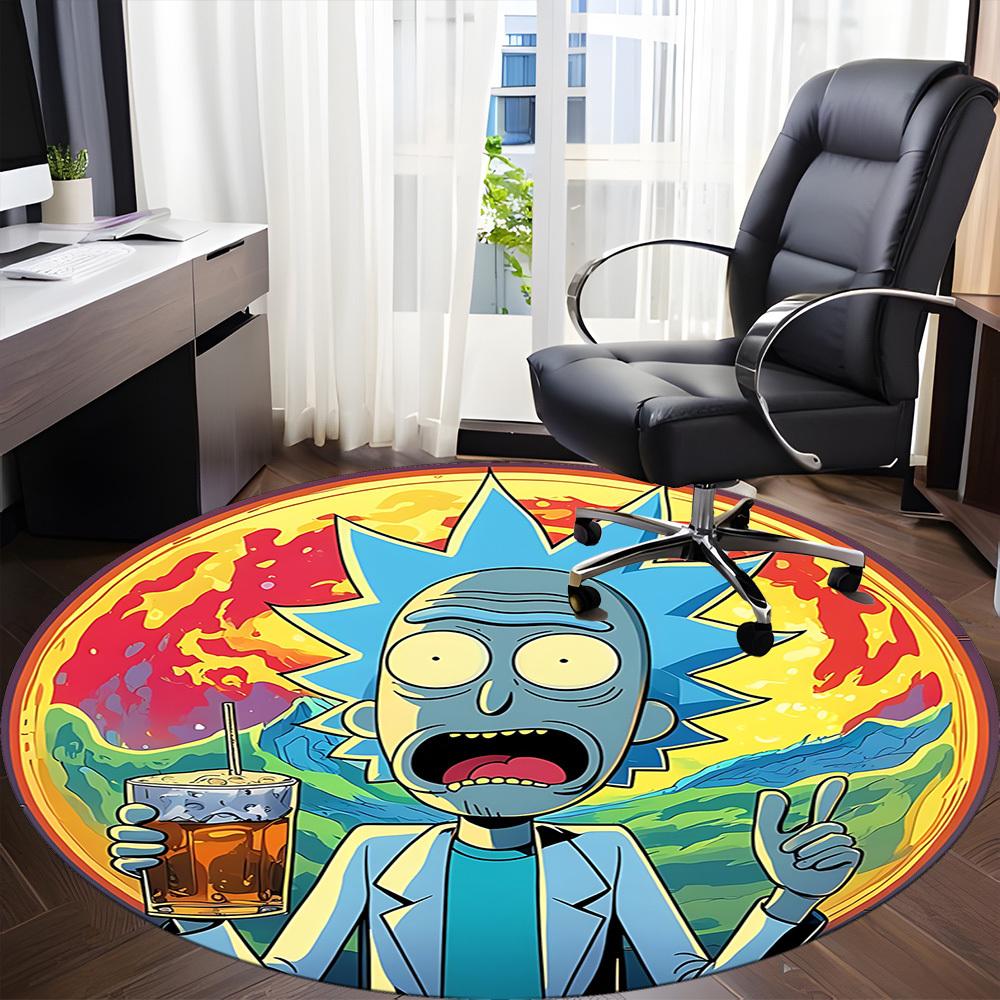 Rick and Morty Office Round Area Rug, Indoor Mat Suitable For Office,Bedroom Living Room Home Decor, Room Deco a0908176