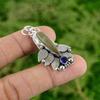 Pear Tibetan Turquoise Gemstone Tanzanite Quartz Sister Pendant Sterling Silver