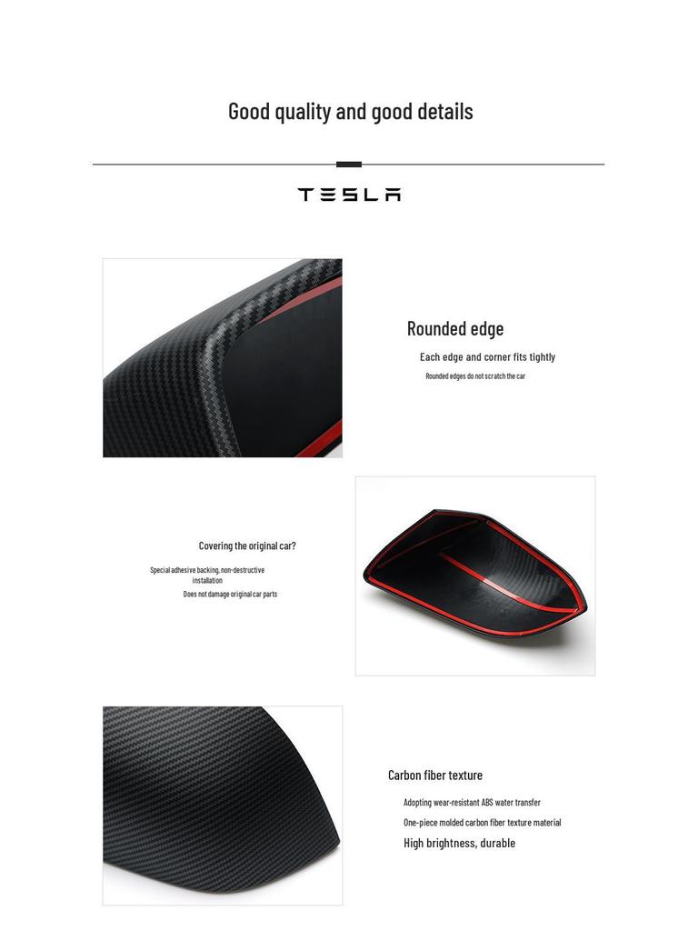 Tesla Model 3/Y Carbon Fiber Texture Rearview Mirror Protective Cover