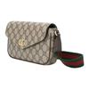 Gucci Ophidia Сумка на плечо мини с логотипом Double G, застежкой на кнопку, из канвы и кожи, женская, коричневая 764961-96IWG-8745