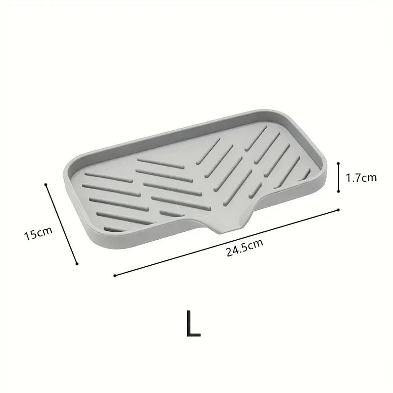 Silicone Faucet Mat Kitchen Sink Tray Soap Dispenser Sponge Drain Pad Sink SplashDrying Mat Countertop Storage Tray SoapTray 2
