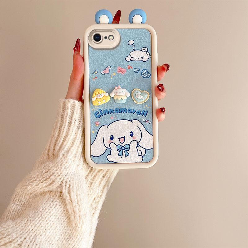 KEYSION Чехол с милым 3D-мультяшным ушком для iPhone SE 2020 2022 с браслетом, силиконовый противоударный чехол для iPhone 8 7 6s Plus