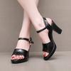 8cm Small Size 32-43 Elegant Patent Leather Shoes Platform Sandals Summer 2025 Block High Heels Sandals for Office Mom Party