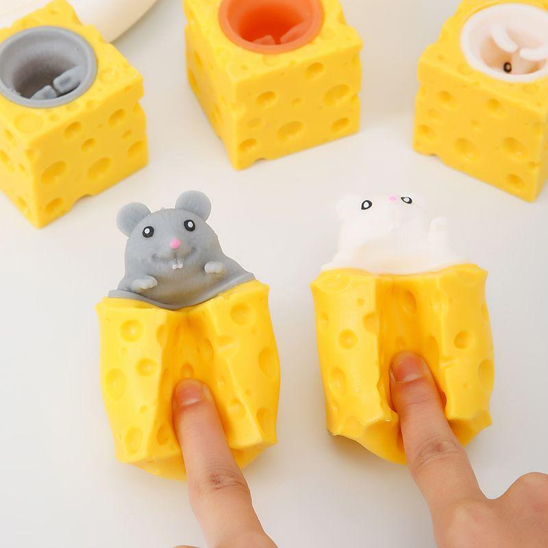 В наличии Needoh Nice Cube Игрушка-пищалка Сырная Мышь, Мягкая Сжимаемая Сенсорная Игрушка-антистресс для Снятия Стресса и Тревоги для Взрослых, Милый Подарок