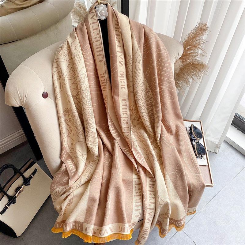 Winter Scarf Women's New Meteor Horse Color Matching Scarf Sweet Warm Scarf Imitation Cashmere Shawl Women
