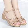 Summer New Mom Sandals Fashion Soft Leather Slope Heel Flat Shoes Anti Slip and Comfortable Women's Large Size Sandals