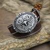 Ремень из джинсовой ткани Western с резной головой быка и винтажными бусинами по краям для мужчин в стиле панк, хип-хоп, искусственная кожа