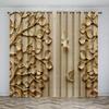 Ready-made Gold Flower Leaf Tree Thin Window Curtains For Kids Bedroom Living Room Bathroom Kicthen Door Hall Cupboard Home 2Pcs