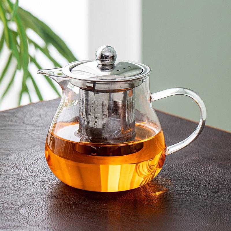 High-Quality Borosilicate Glass Tea Set: 5-Piece Heat-Resistant Kit with Tea Infuser and Separate Flower Tea Filter for Home Use.